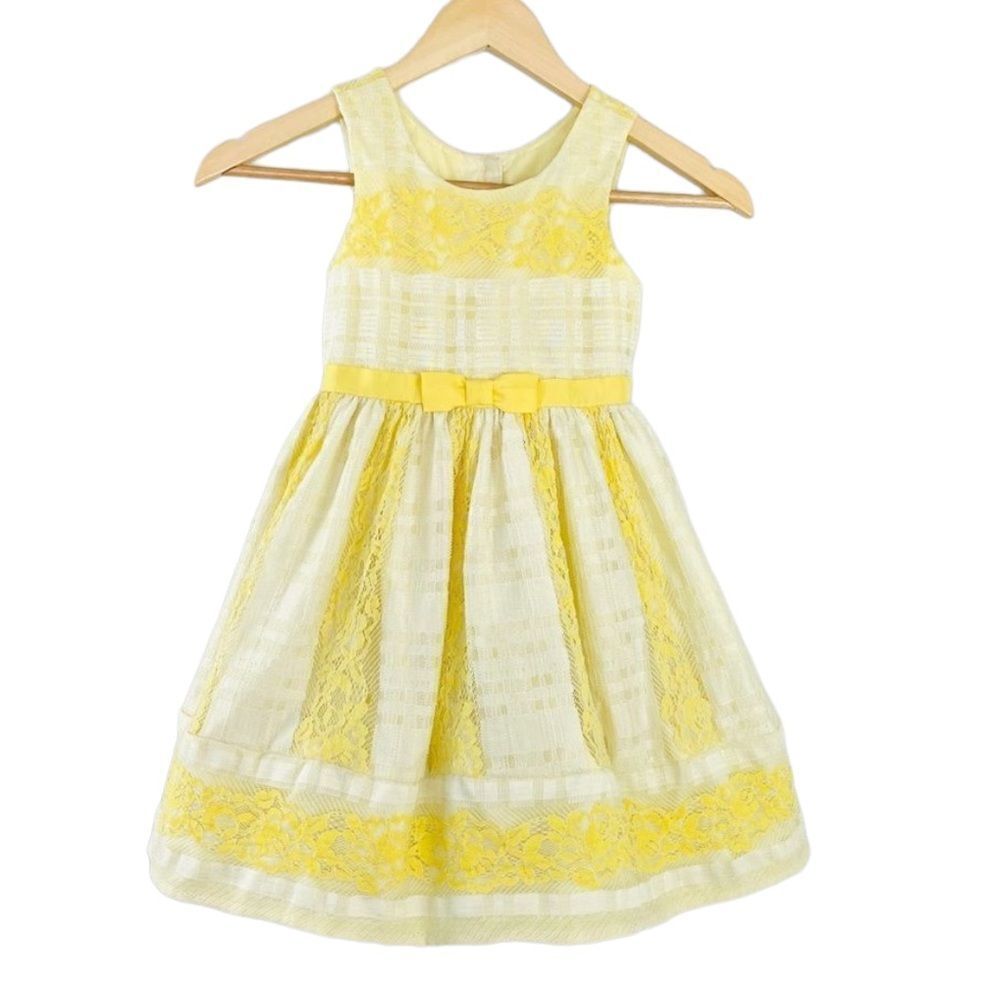 Jona Michelle yellow lace dress girls size 5